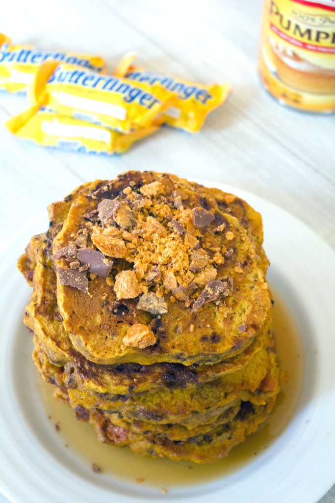 Pumpkin Butterfinger Pancakes recipe We are not Martha