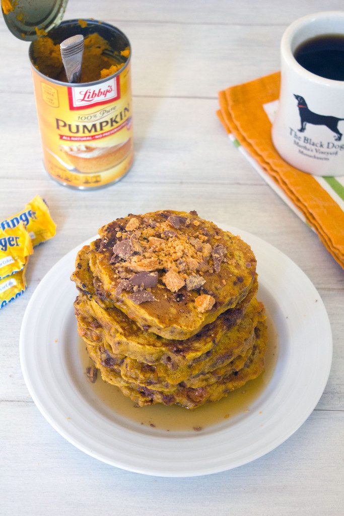 Pumpkin Butterfinger Pancakes recipe We are not Martha