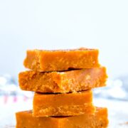 Pumpkin Fudge -- With pumpkin season in full swing, you need this Pumpkin Fudge in your life. Made without fluff, it's perfect crumbly and melt-in-your-mouth delicious | wearenotmartha.com