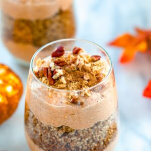 Pumpkin Quinoa Parfait -- Looking for the perfect way to start a cool fall morning? This Pumpkin Yogurt Parfait is packed with protein in the form of homemade pumpkin pie Greek yogurt and cinnamon quinoa. It's easy, healthy, and ridiculously satisfying | wearenotmartha.com