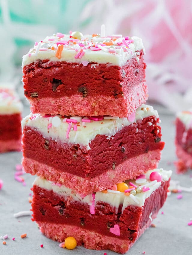 Red Velvet Cookie Dough Bars Story