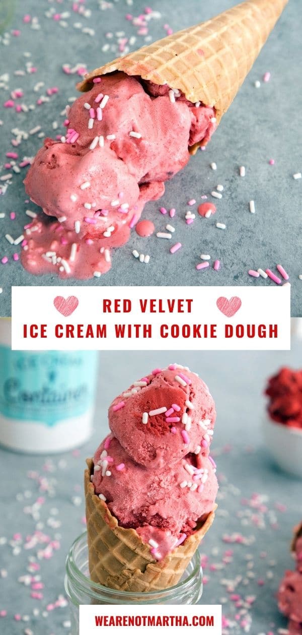 Red Velvet Ice Cream with Cookie Dough