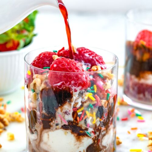 Red Wine Affogato -- Not in the mood for coffee? Choose wine instead and combine your favorite red with vanilla ice cream and fun toppings for this delicious Red Wine Affogato dessert | wearenoremartha.com