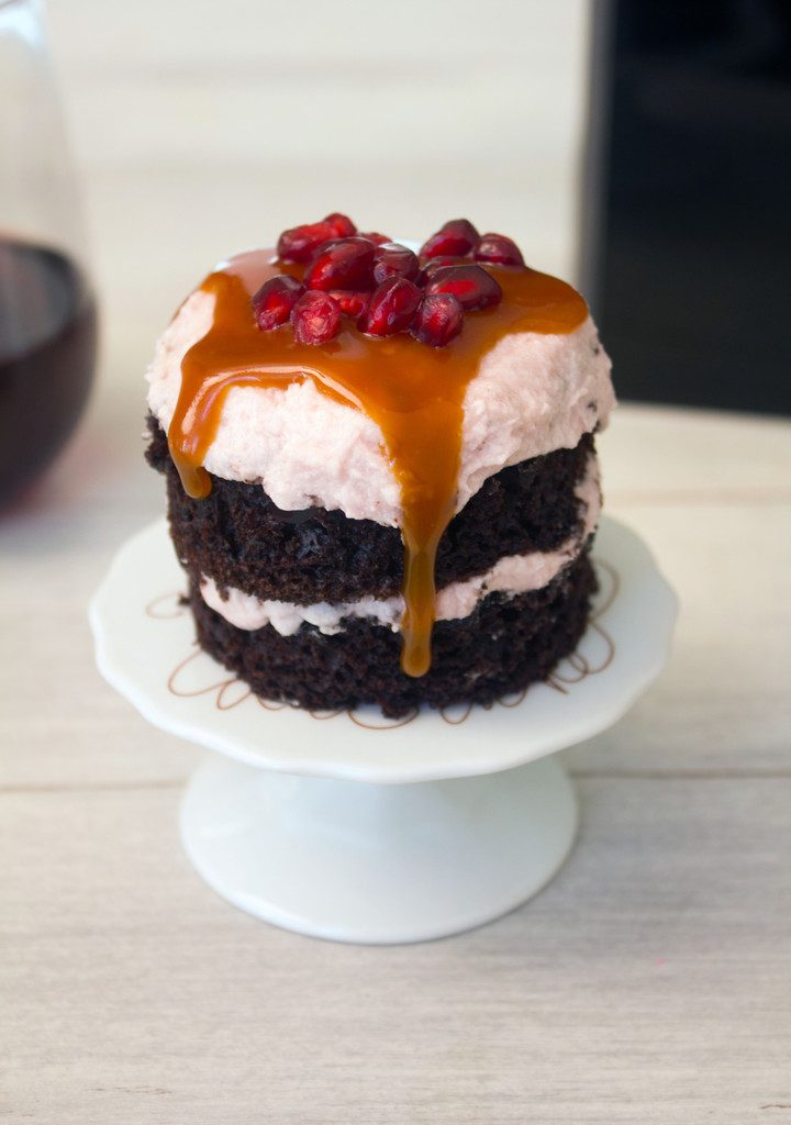 Red Wine Chocolate Mini Layer Cakes -- Paired with the Kuvée Wine System | wearenotmartha.com