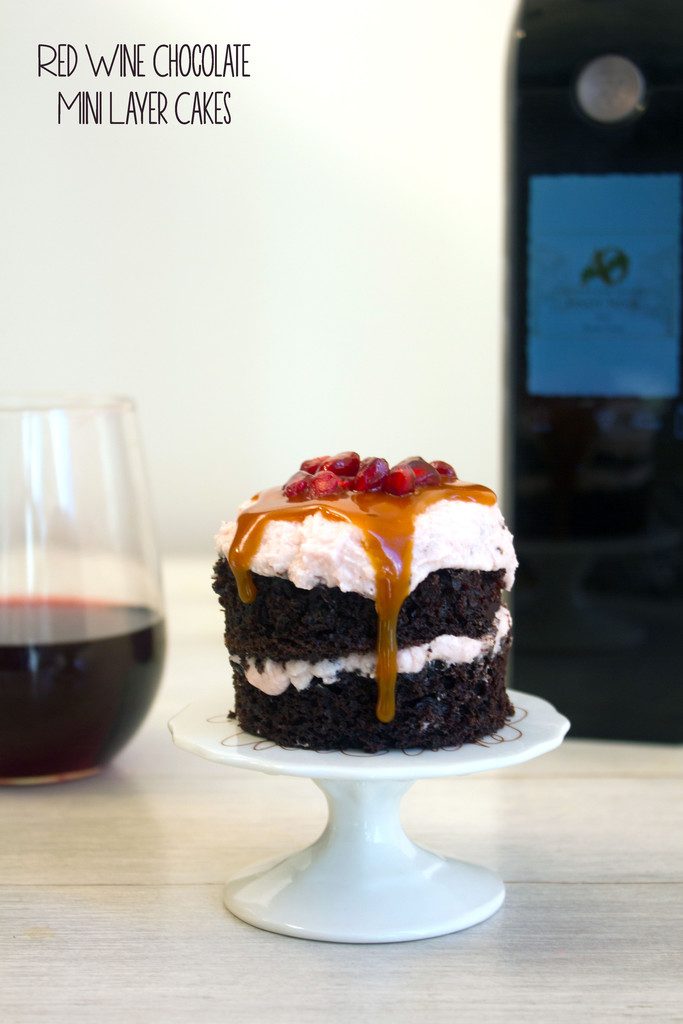Red Wine Chocolate Mini Layer Cakes -- Paired with the Kuvée Wine System | wearenotmartha.com