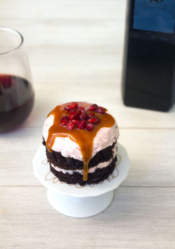 Red Wine Chocolate Mini Layer Cakes -- Paired with the Kuvée Wine System | wearenotmartha.com