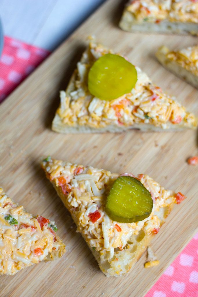 Roasted Jalapeño Pimento Cheese Toast -- A classic appetizer made even better | wearenotmartha.com