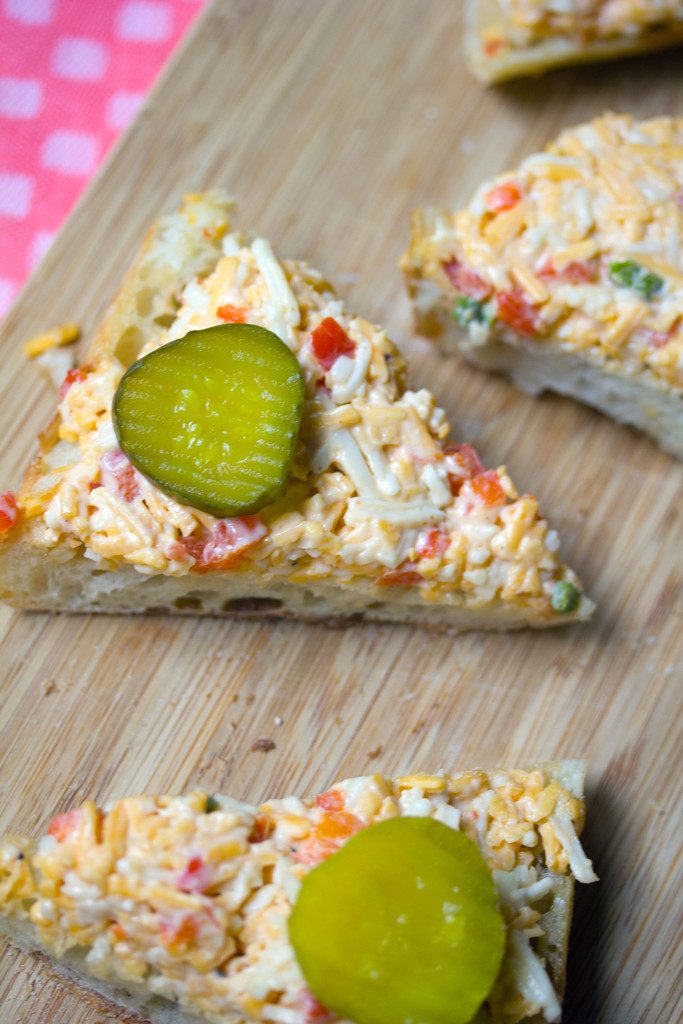 Roasted Jalapeño Pimento Cheese Toast -- A classic appetizer made even better | wearenotmartha.com