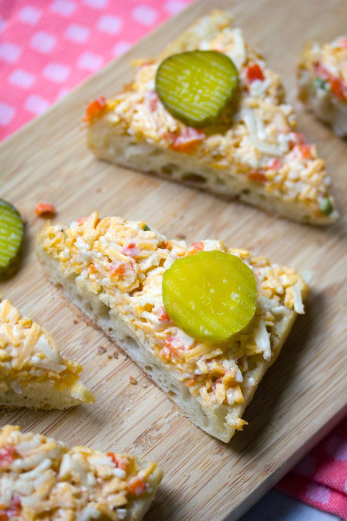 Roasted Jalapeño Pimento Cheese Toast -- A classic appetizer made even better | wearenotmartha.com