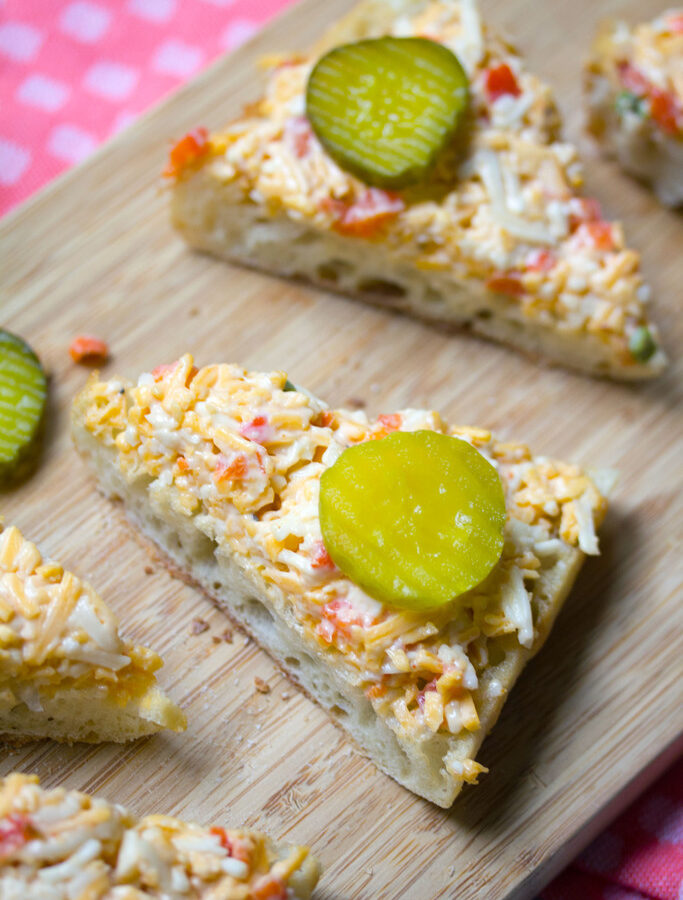 Roasted Jalapeño Pimento Cheese Toast -- A classic appetizer made even better | wearenotmartha.com