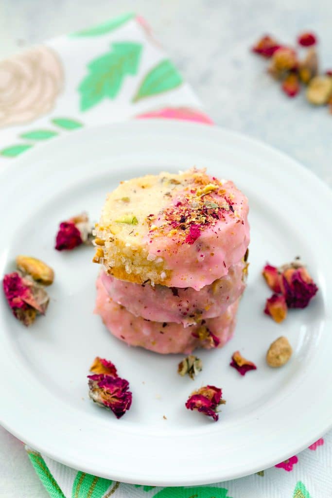 Rose Pistachio Shortbread Cookies Recipe | We are not Martha