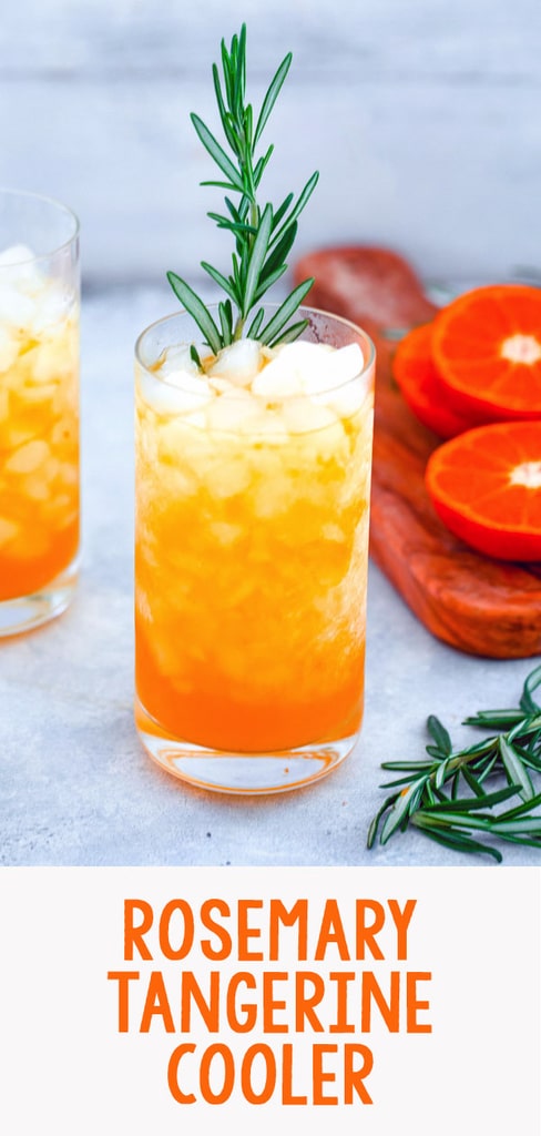 Rosemary Tangerine Cooler -- Caramelized citrus and herbs mix together for this delightful rum-based Tangerine and Rosemary Cocktail | wearenotmartha.com #cocktails #citrus #rum #rosemary