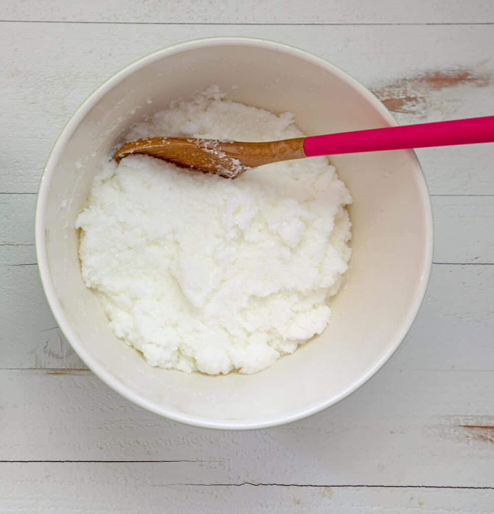 Salt and egg white mixture in bowl.