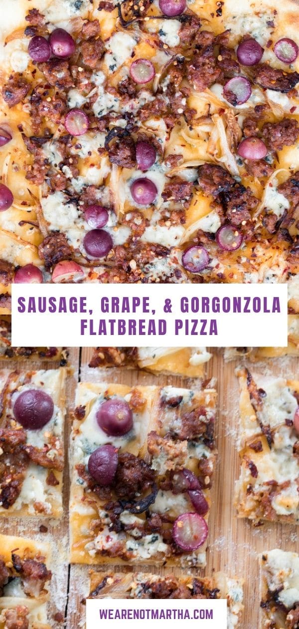 Sausage, Grape, and Gorgonzola Flatbread Pizza