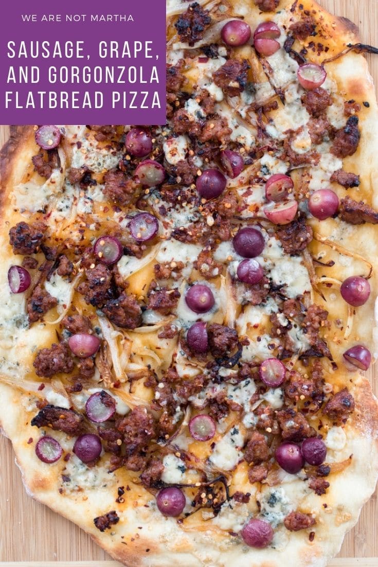 Sausage, Grape, and Gorgonzola Flatbread Pizza