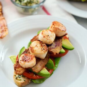 Seared Scallop BLT -- If you love the classic BLT sandwich, you need to try one topped with herbed butter, avocado, and simple seared scallops | wearenotmartha.com