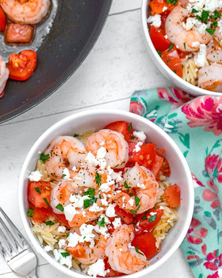 This Shrimp and Feta Orzo Salad is a quick and easy dinner that involves minimal ingredients, but is packed full of flavor!