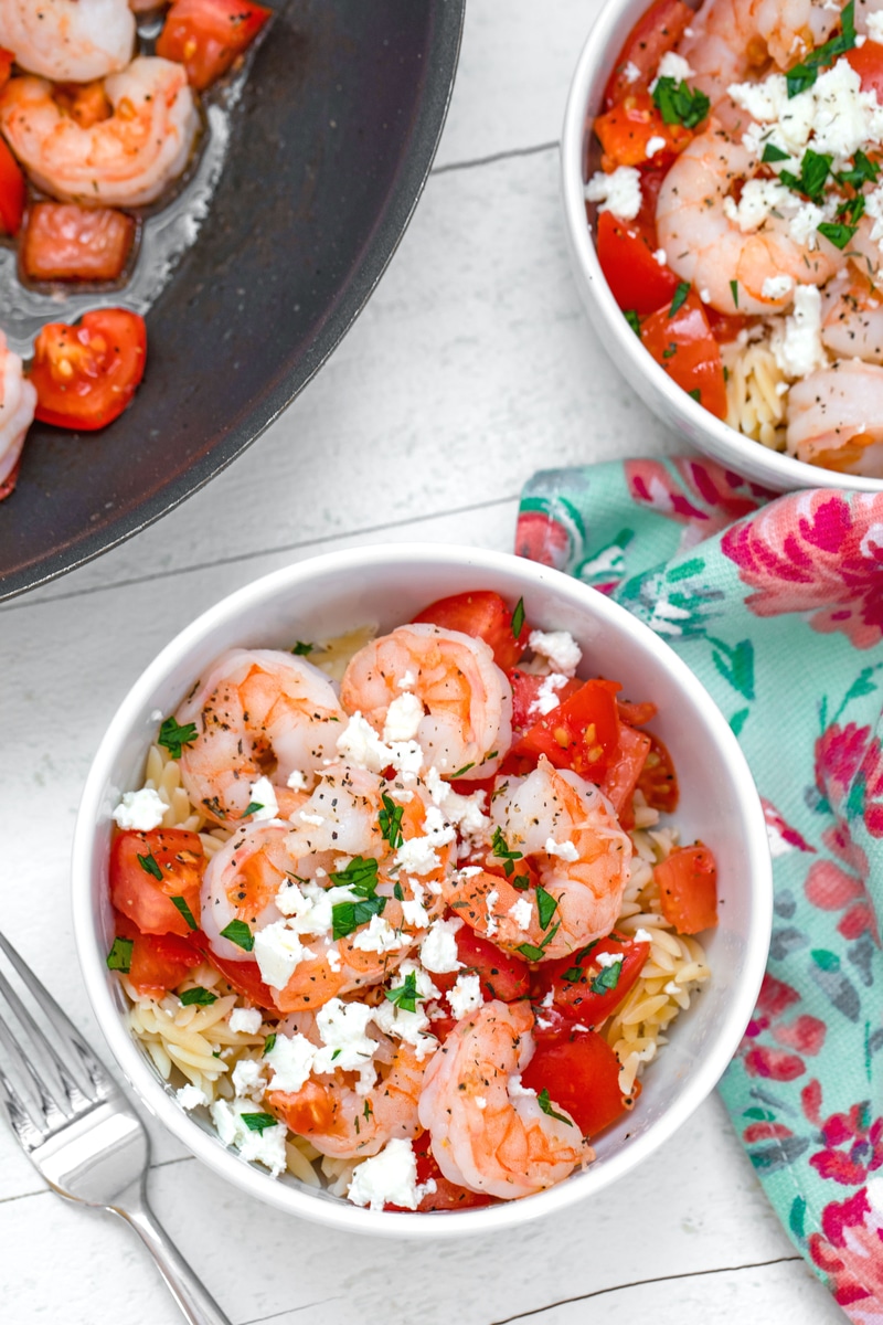 This Shrimp and Feta Orzo Salad is a quick and easy dinner that involves minimal ingredients, but is packed full of flavor!