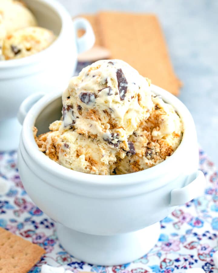 S'mores Ice Cream -- Packed with chocolate, marshmallow, and graham crackers, this S'mores Ice Cream is the perfect summertime treat! | wearenotmartha.com
