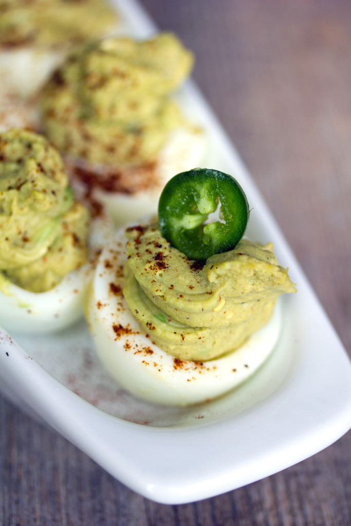 Spicy Avocado Deviled Eggs