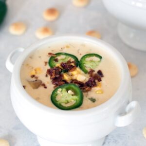 Spicy Clam Chowder with Corn -- A New England style clam chowder with a little kick! | wearenotmartha.com
