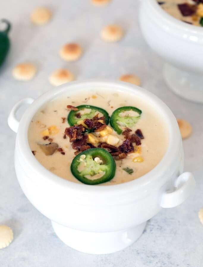 Spicy Clam Chowder -- This simple Spicy Clam Chowder with Corn is a New England style clam chowder with an extra little kick from jalapeños. A summer classic with a couple twists | wearenotmartha.com