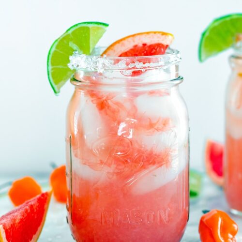 Spicy Grapefruit Margarita -- Of all the margaritas in the world, there is none more delicious than the spicy grapefruit margarita. It's a little bit sweet, a little bit tart, and with the perfect kick from habanero-infused tequila | wearenotmartha.com