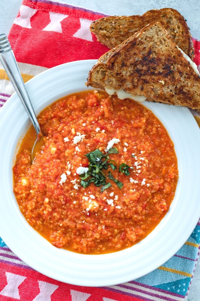 Spicy Roasted Tomato Soup with Quinoa and Feta | We are not Martha