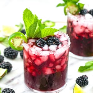 Spicy Vodka Blackberry Smash -- Make this Spicy Vodka Blackberry Smash your new favorite drink of summer. The cocktail is packed with blackberry flavor along with subtle touches of mint and jalapeño | wearenotmartha.com