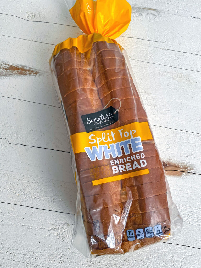 Package of split-top white bread.