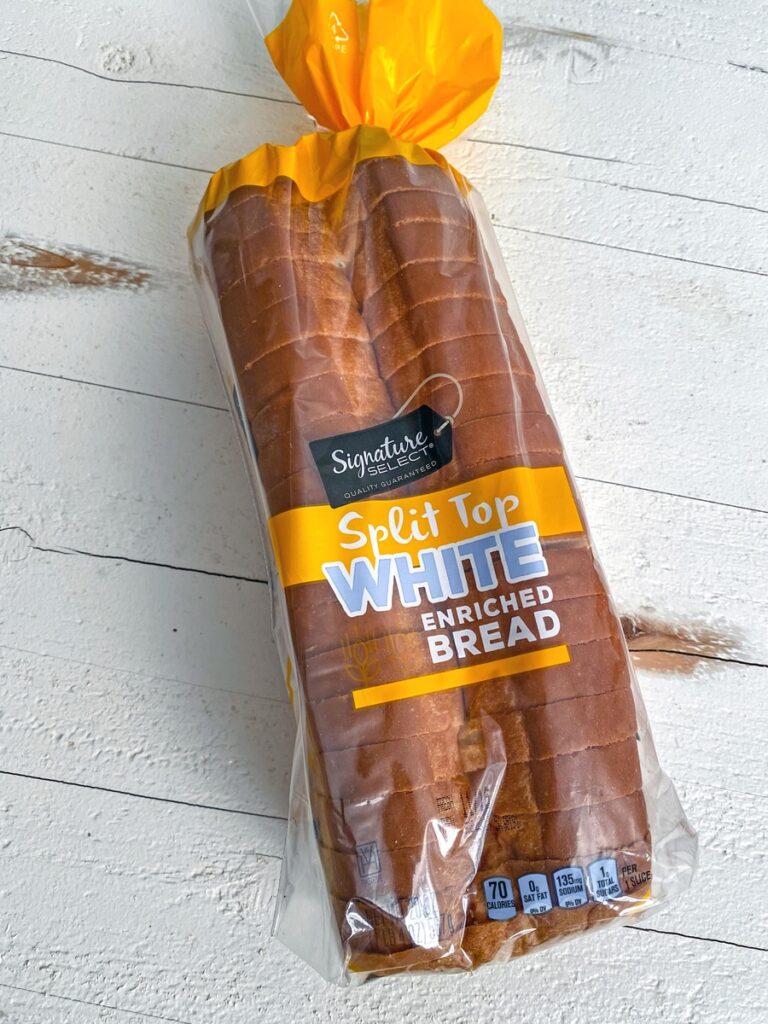 Package of split-top white bread