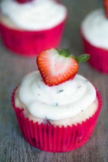 Strawberry Cupcakes with Goat Cheese Buttercream | We are not Martha