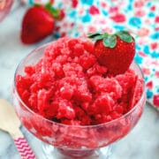 Looking for a super easy summer dessert that will impress? This simple Strawberry Granita has just a few ingredients and lets you showcase fresh summer strawberries!