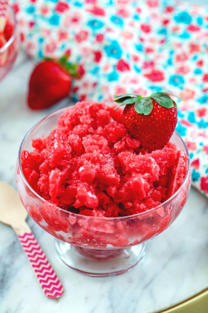 Looking for a super easy summer dessert that will impress? This simple Strawberry Granita has just a few ingredients and lets you showcase fresh summer strawberries!