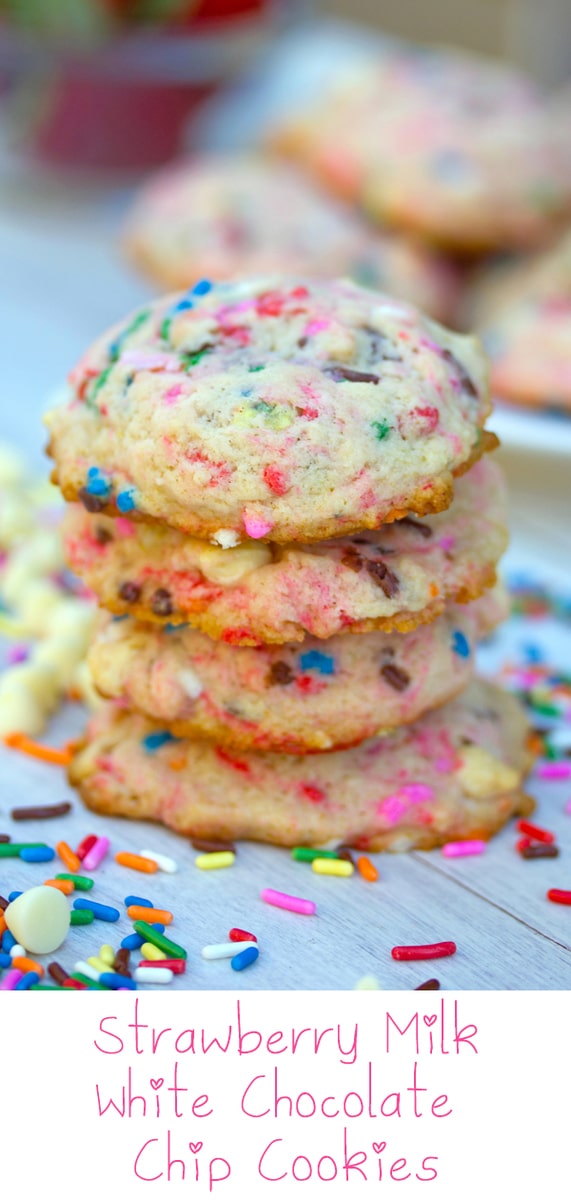 Strawberry Milk Cookies with White Chocolate Chips