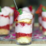 Strawberry Mousse Parfaits -- These Strawberry Parfaits are deliciously adorable mini desserts perfect for serving to a crowd | wearenotmartha.com