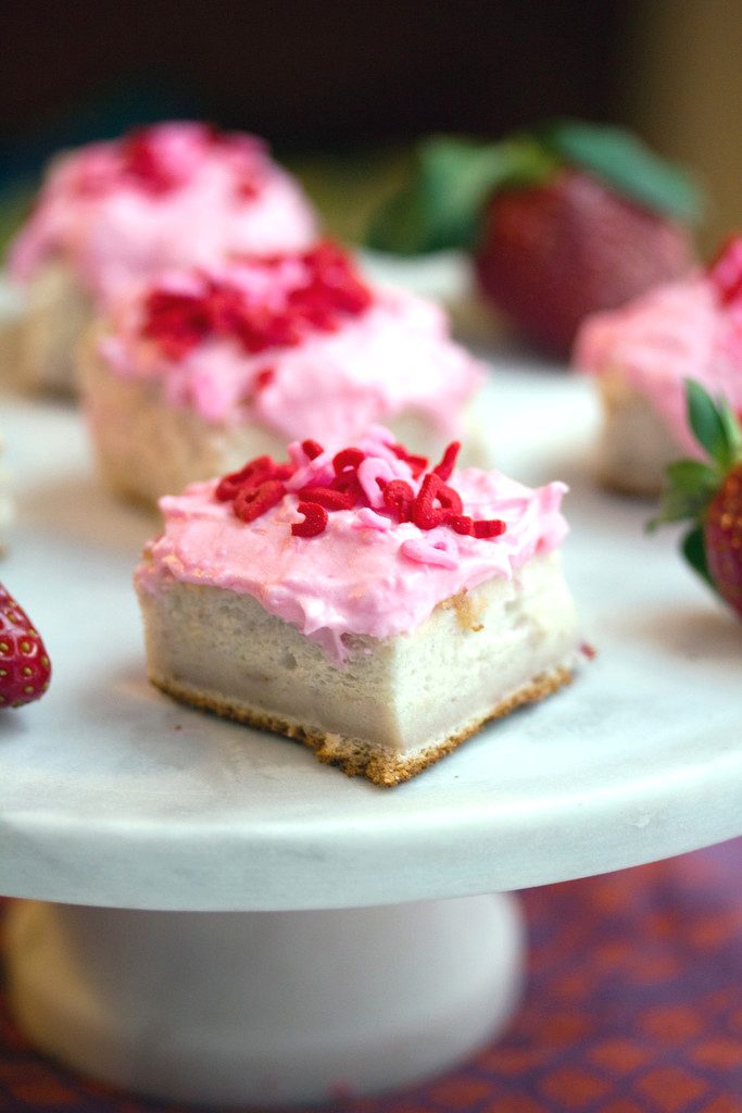 Strawberry Cloud Cake Bites -- Angel food cake with a touch of strawberry | wearenotmartha.com