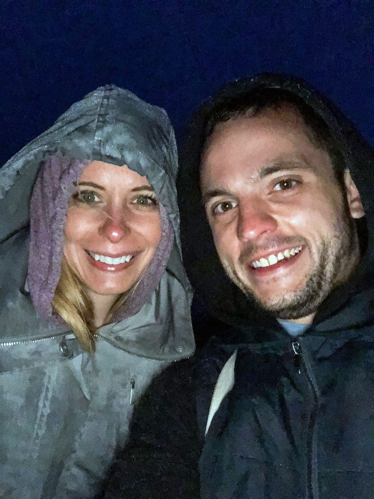 Sues and Chris waiting for the sun to rise at the summit of Haleakala in Maui