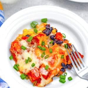 Tex-Mex Lasagna -- Looking for an easy dinner that’s packed with delicious flavor? This Tex-Mex Lasagna takes just minutes to prep and will satisfy the whole family! | wearenotmartha.com #lasagna #texmex #easydinners #mexicanfood #meatlessmeals