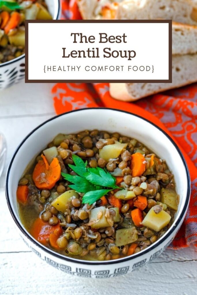 Looking for comfort food that's healthy and satisfying? This is the best lentil soup and the perfect healthy comfort food! | wearenotmartha.com #comfortfood #healthydinners #easyrecipes #lentilsoup