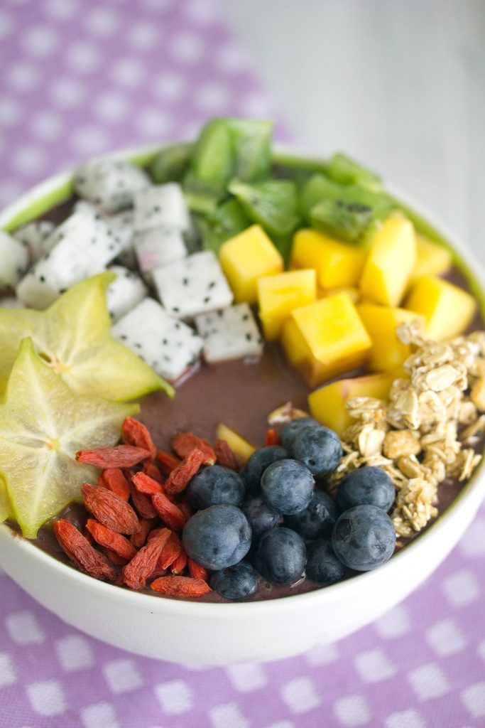 Tropical Acai Bowls -- These colorful and healthy acai bowls will get your day off to a great start | wearenotmartha.com