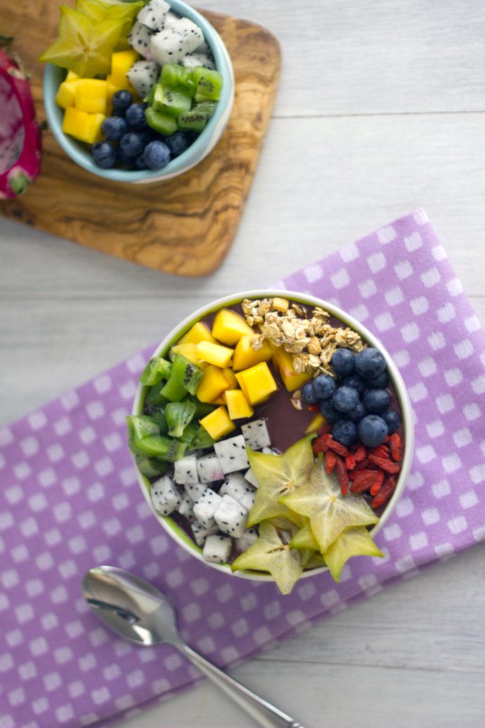 Tropical Acai Bowls -- These colorful and healthy acai bowls will get your day off to a great start | wearenotmartha.com