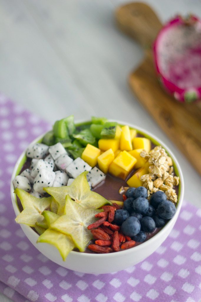 Tropical Acai Bowls -- These colorful and healthy acai bowls will get your day off to a great start | wearenotmartha.com