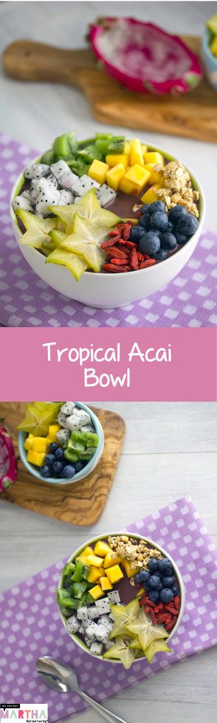 Tropical Acai Bowls -- These colorful and healthy acai bowls will get your day off to a great start | wearenotmartha.com