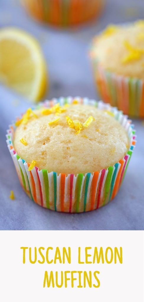 Tuscan Lemon Muffins -- These Tuscan Lemon Muffins take the typical lemon muffin to a whole new level! With the addition of ricotta cheese and olive oil, these will be the moistest muffins you've ever had | wearenotmartha.com #lemon #muffins #ricotta