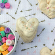 Valentine's Day Heart Meringues -- Incorporate conversation hearts into this sweet treat | wearenotmartha.com