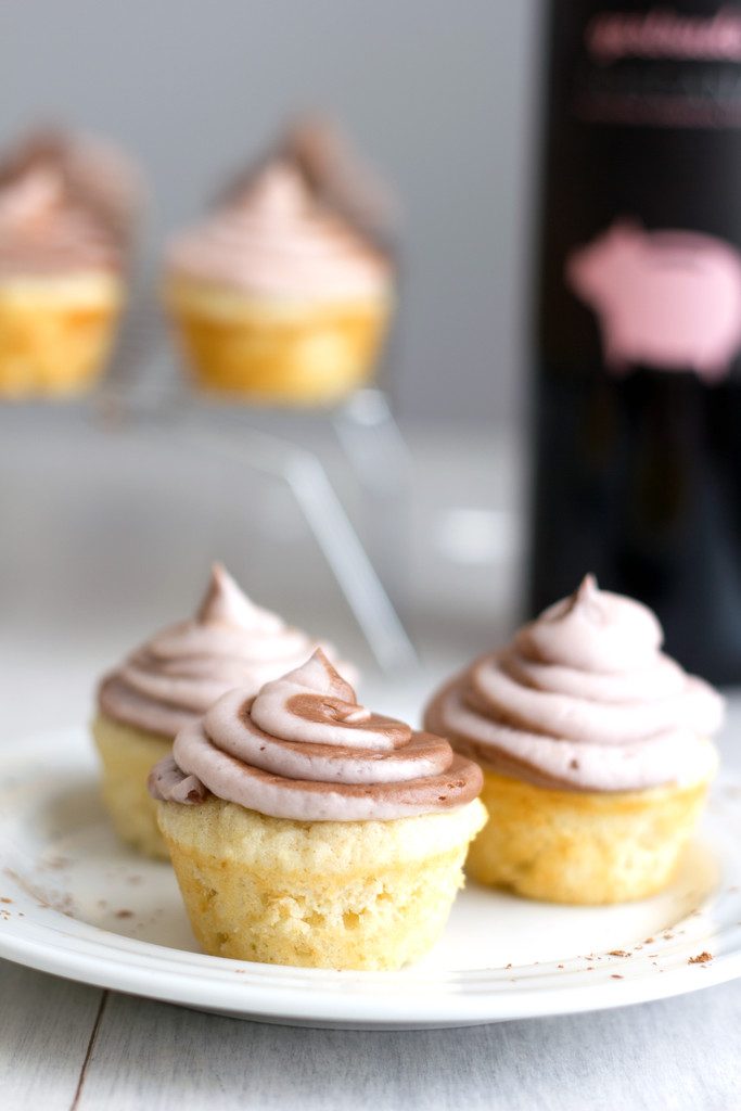 Vanilla Cupcakes with Chocolate Red Wine Buttercream