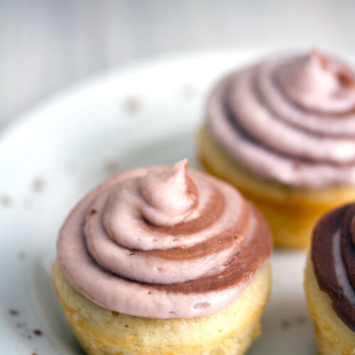 Vanilla Cupcakes with Red Wine Buttercream -- How could you resist delicious vanilla cupcakes topped with a full-flavored chocolate buttercream with a touch of red wine? | wearenotmartha.com