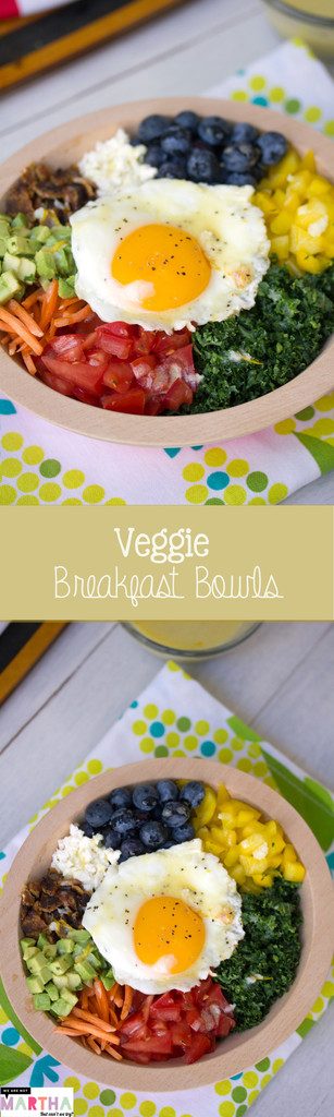 Veggie Breakfast Bowl -- A rainbow of vegetables topped with an egg | wearenotmartha.com