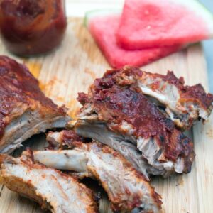 Watermelon Beer Baby Back Ribs in the Instant Pot -- Cooking them in the Instant Pot is the only way to make baby back ribs made with watermelon beer and slathered in watermelon BBQ sauce even better! | wearenotmartha.com